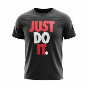 Nike Black and Red 'Just Do It' Short Sleeve Tee
